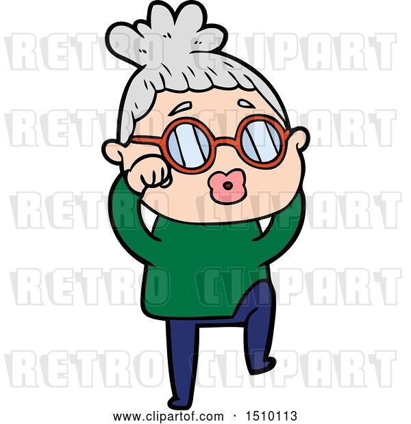 Vector Clip Art of Retro Cartoon Tired Lady Wearing Spectacles