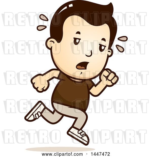 Vector Clip Art of Retro Cartoon Tired White Boy Running