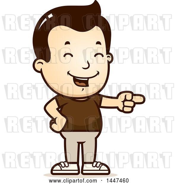 Vector Clip Art of Retro Cartoon White Boy Laughing and Pointing