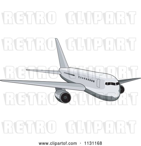 Vector Clip Art of Retro Cartoon White Commercial Airliner Plane