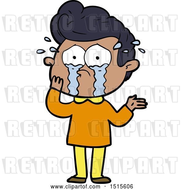 Vector Clip Art of Retro Cartoon Worried Crying Guy by lineartestpilot ...