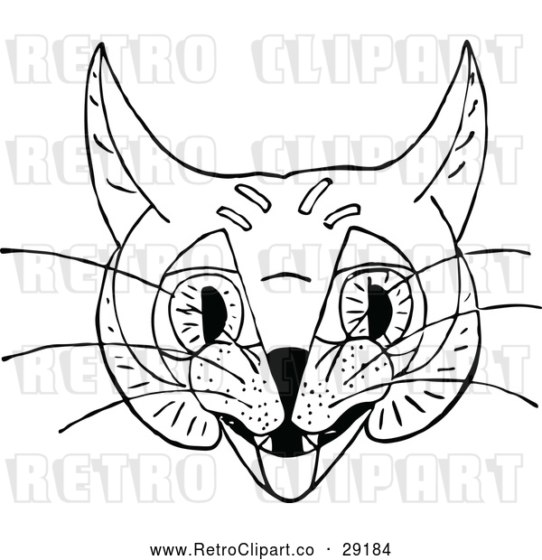 Vector Clip Art of Retro Cat Face