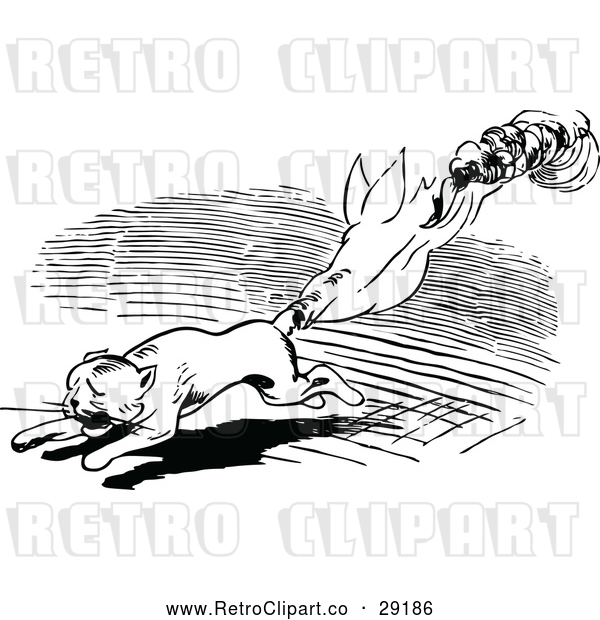 Vector Clip Art of Retro Cat with a Burning Tail