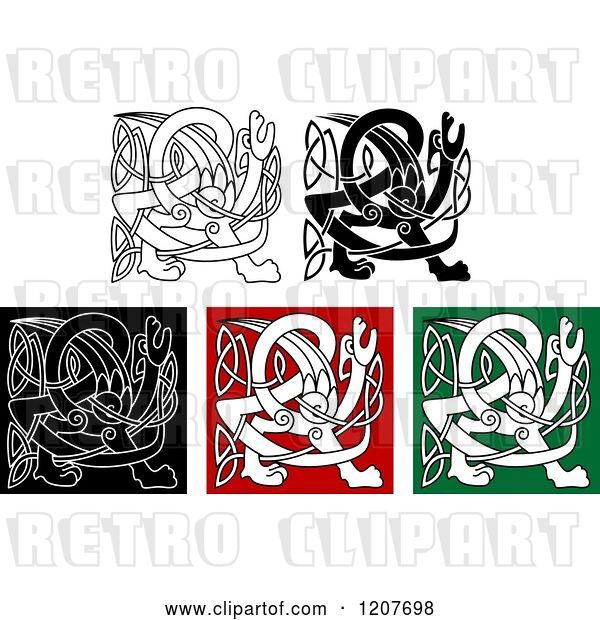 Vector Clip Art of Retro Celtic Griffin Knot Designs