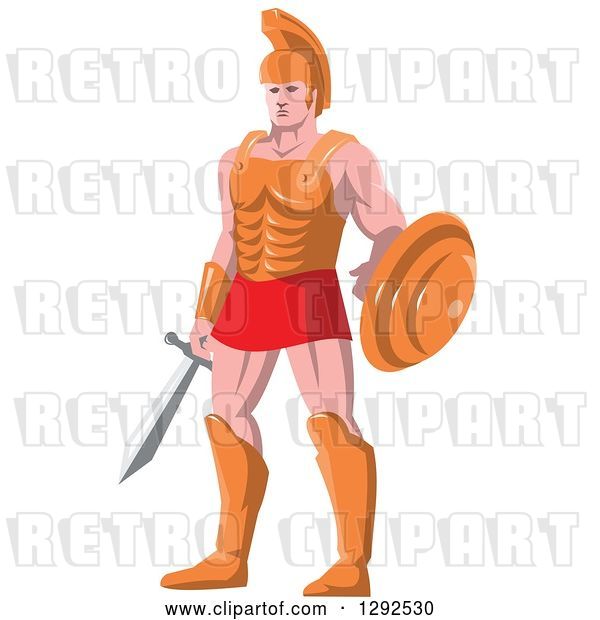 Vector Clip Art of Retro Centurian Roman Soldier