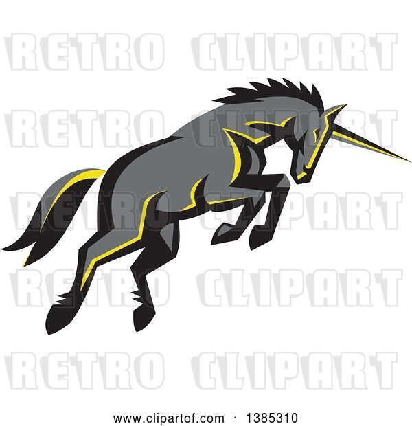Vector Clip Art of Retro Charging Unicorn