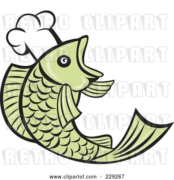 Vector Clip Art of Retro Chef Fish Logo