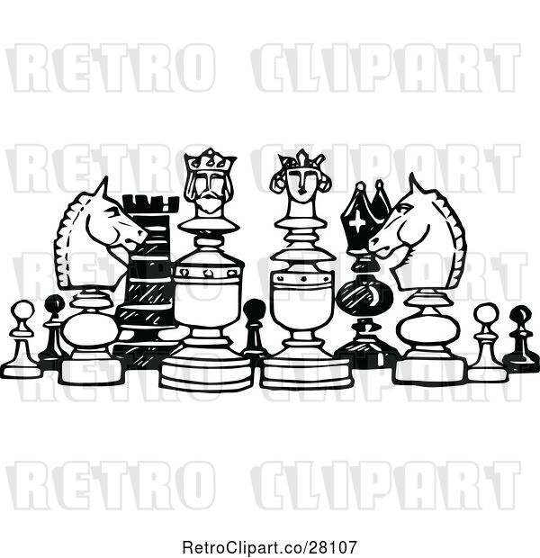 Vector Clip Art of Retro Chess Pieces