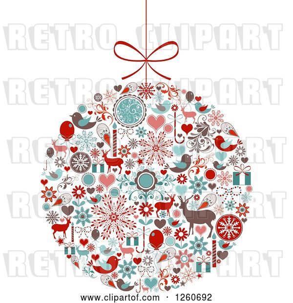 Vector Clip Art of Retro Christmas Bauble of Holiday Items