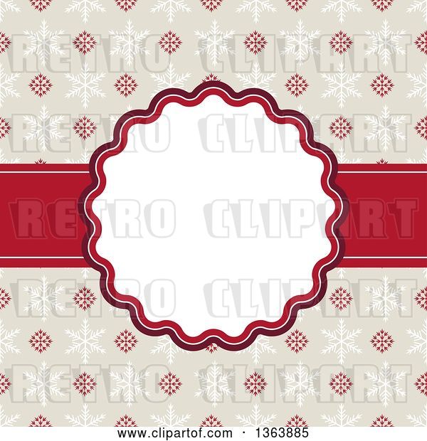 Vector Clip Art of Retro Christmas Frame with Snowflakes and Text Space