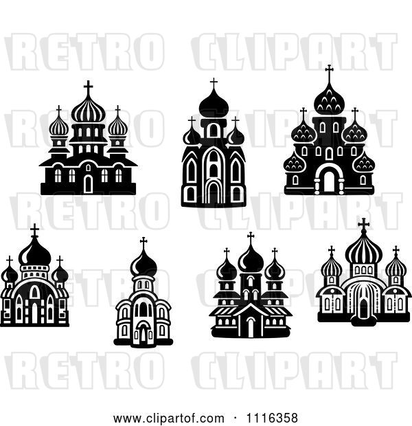 Vector Clip Art of Retro Church Buildings