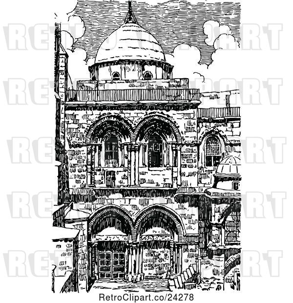 Vector Clip Art of Retro Church of the Holy Sepulchre in Jerusalem