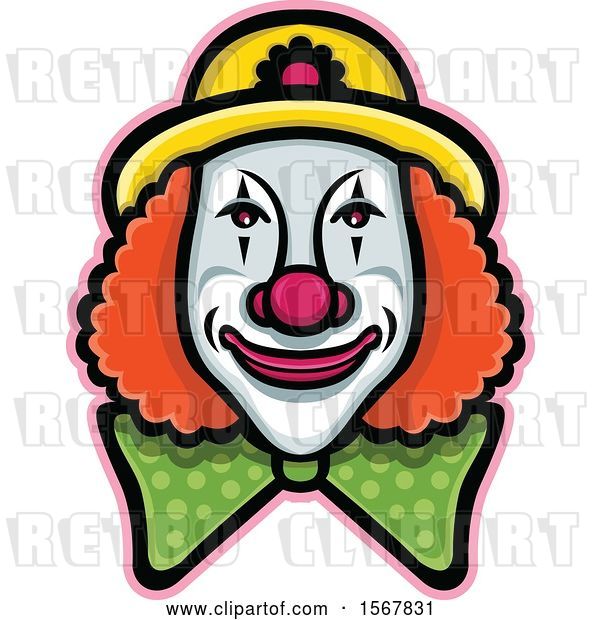 Vector Clip Art of Retro Circus Clown Face