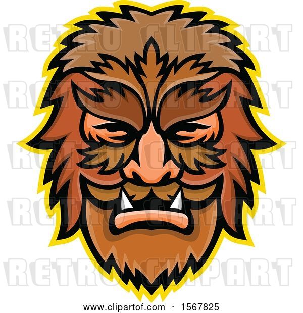 Vector Clip Art of Retro Circus Freak Wolfman Head Mascot