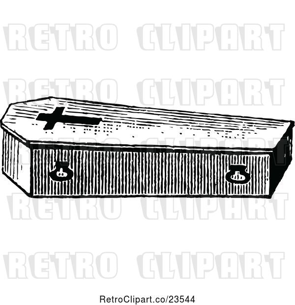 Vector Clip Art of Retro Coffin with a Cross