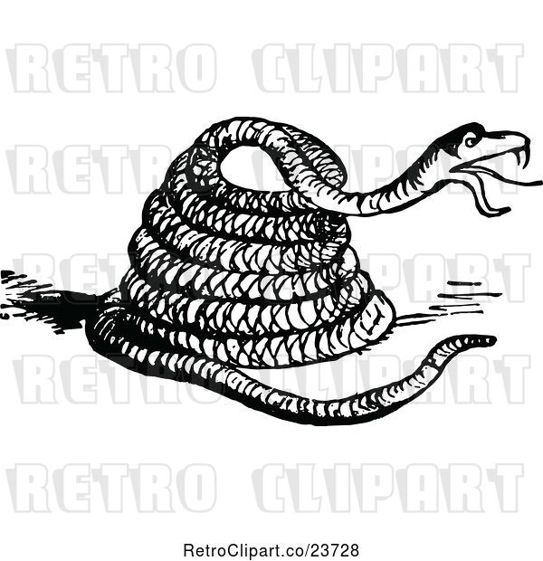 Vector Clip Art of Retro Coiled Snake