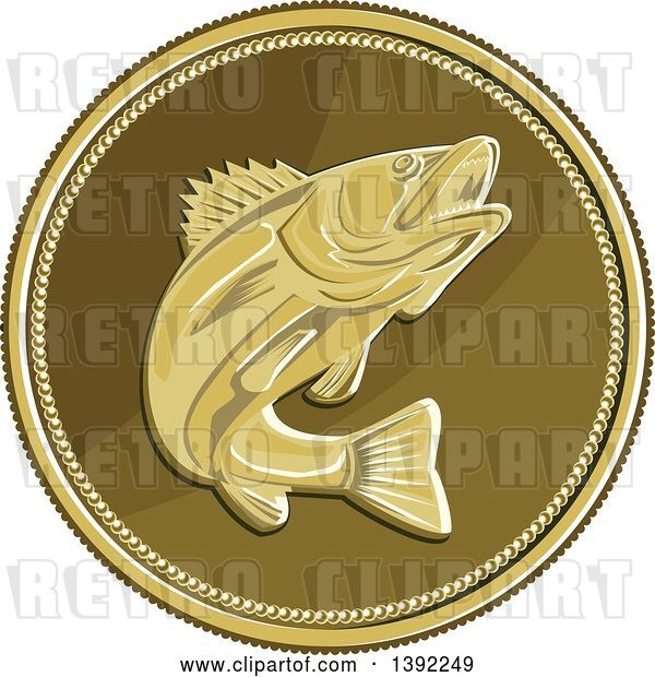 Vector Clip Art of Retro Coin of a Barramundi Asian Sea Bass Fish