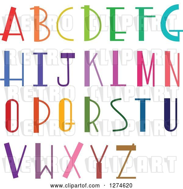 Vector Clip Art of Retro Colorful Capital Alphabet Letters
