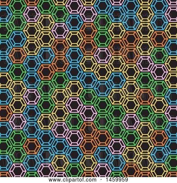 Vector Clip Art of Retro Colorful Geometric Pattern on Black
