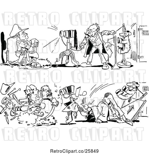 Vector Clip Art of Retro Comic Strip of a Photographer at Work
