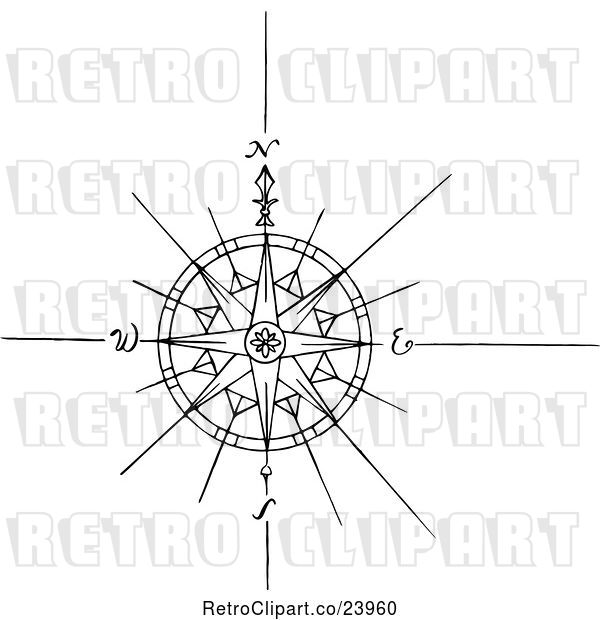 Vector Clip Art of Retro Compass