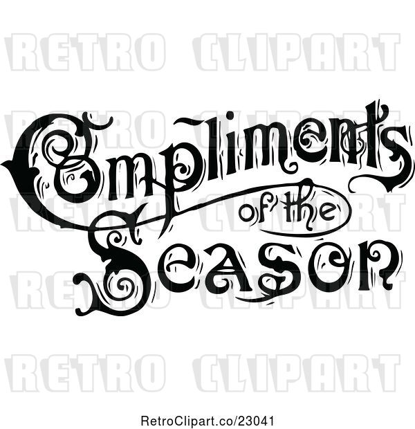 Vector Clip Art of Retro Compliments of the Season Text in