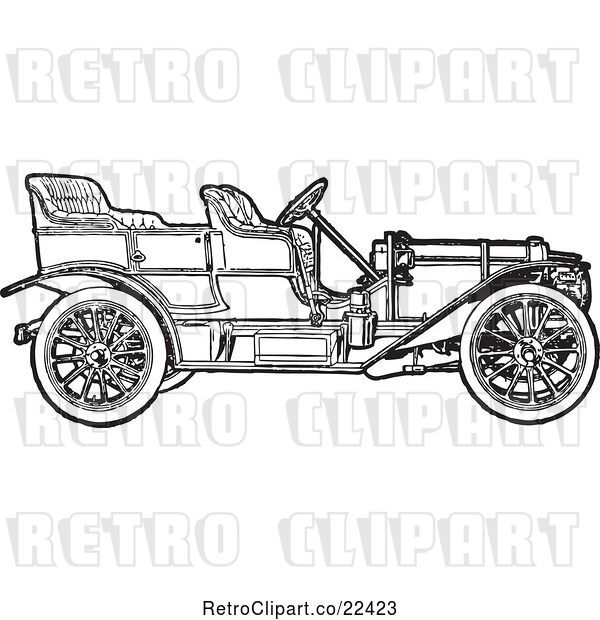 Vector Clip Art of Retro Convertible Car 1