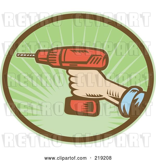 Vector Clip Art of Retro Cordless Drill Tool Logo