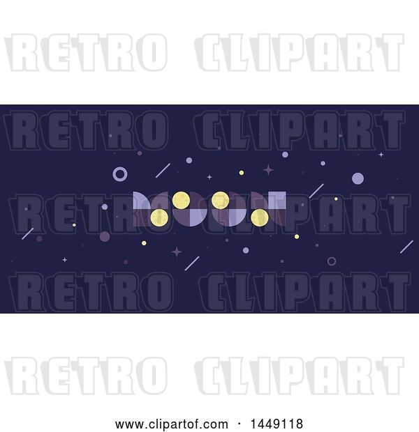 Vector Clip Art of Retro Cosmic Design with Moon Text