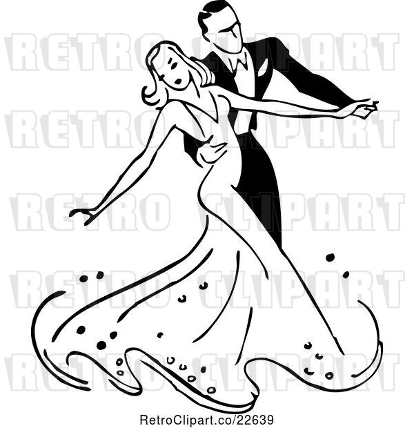 Vector Clip Art of Retro Couple Ballroom Dancing 2