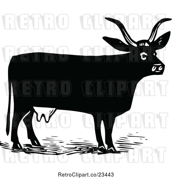Vector Clip Art of Retro Cow 3