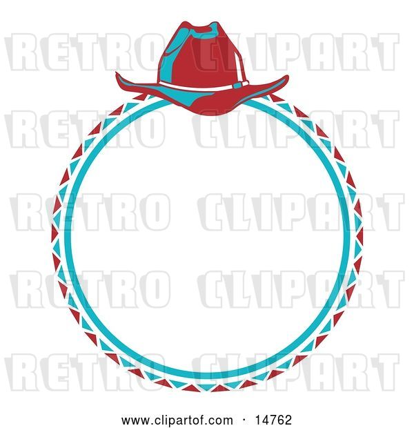 Vector Clip Art of Retro Cowboy Lasso and Hat in a Circle