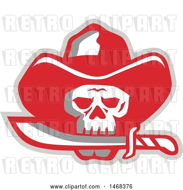 Vector Clip Art of Retro Cowboy Pirate Skull Biting a Knife
