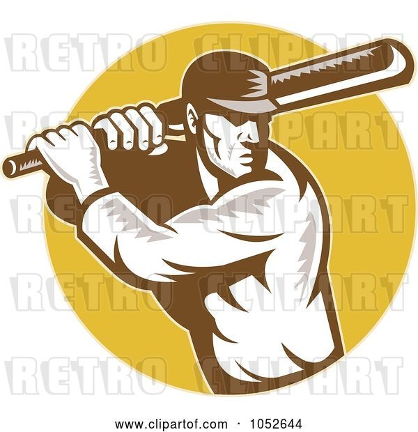 Vector Clip Art of Retro Cricket Batsman Logo - 3