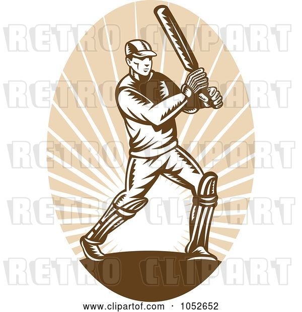 Vector Clip Art of Retro Cricket Batsman Logo - 4