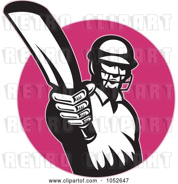 Vector Clip Art of Retro Cricket Batsman Logo - 9