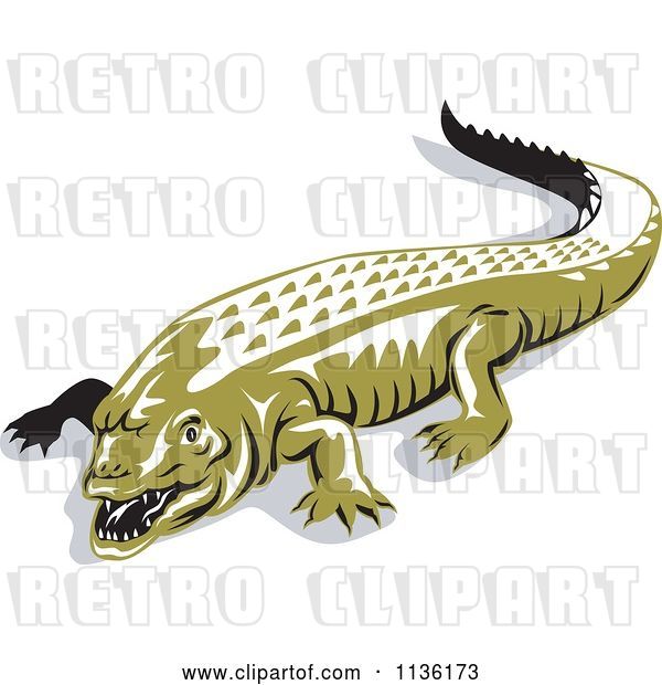 Vector Clip Art of Retro Crocodile 1