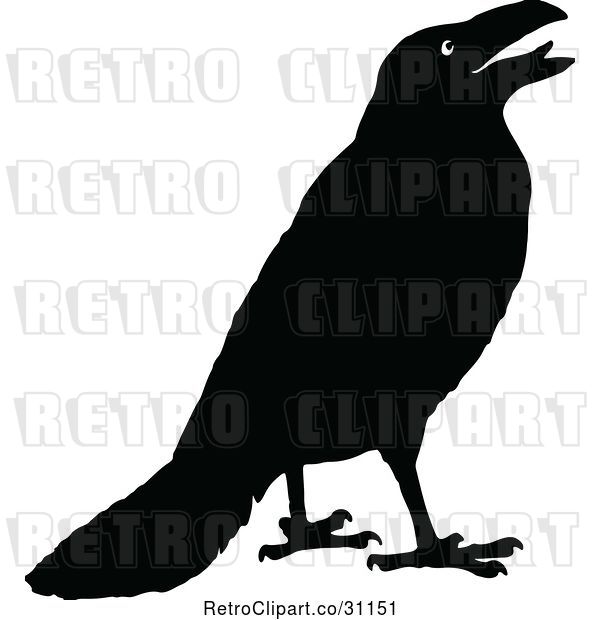 Vector Clip Art of Retro Crow 1
