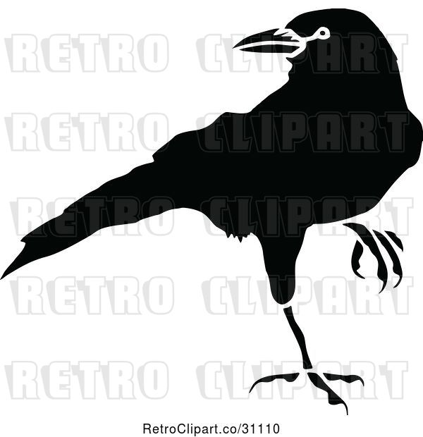 Vector Clip Art of Retro Crow 2