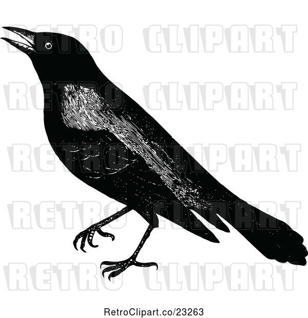 Vector Clip Art of Retro Crow