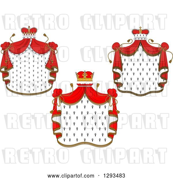 Vector Clip Art of Retro Crowns and Royal Mantles with Red Drapes 2