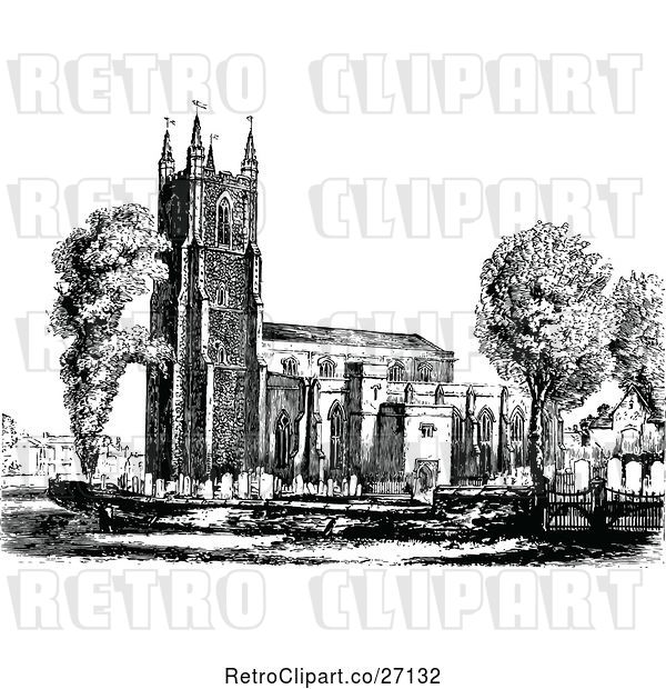 Vector Clip Art of Retro Croydon Church