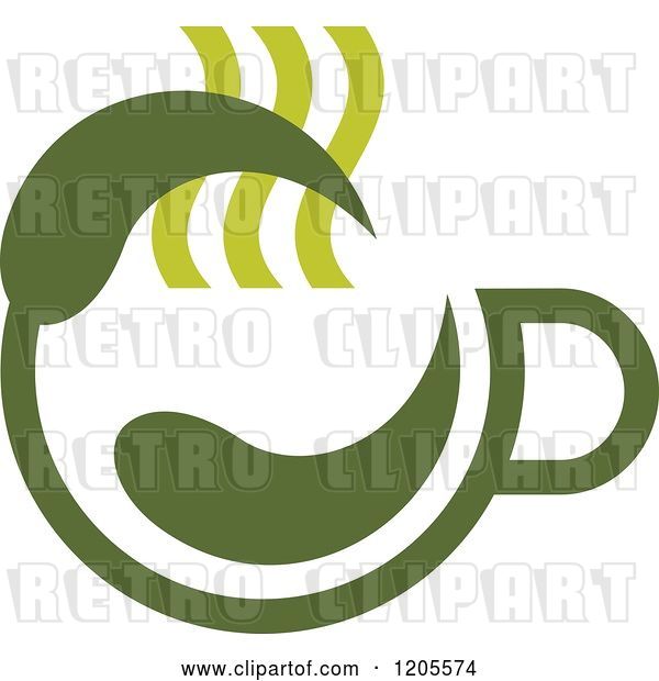 Vector Clip Art of Retro Cup of Green Tea or Coffee 12
