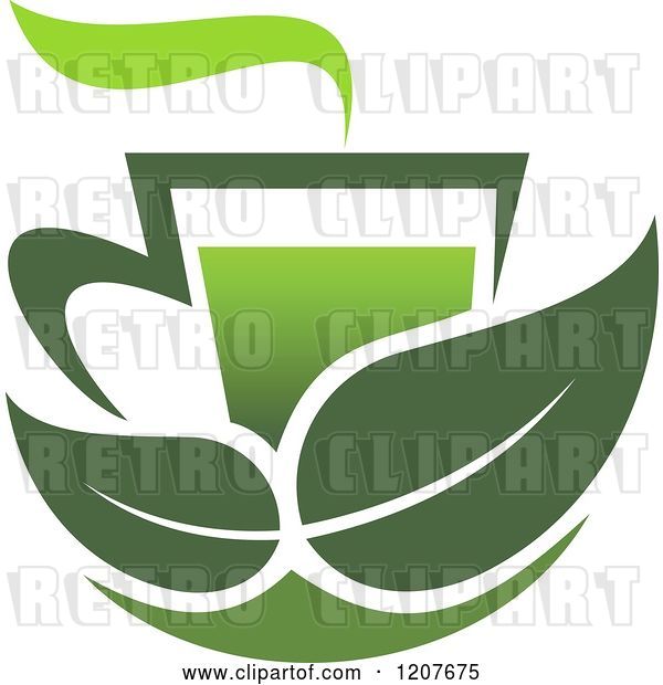 Vector Clip Art of Retro Cup of Green Tea or Coffee 16