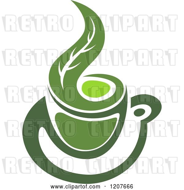 Vector Clip Art of Retro Cup of Green Tea or Coffee 18