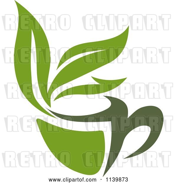 Vector Clip Art of Retro Cup of Green Tea or Coffee 7