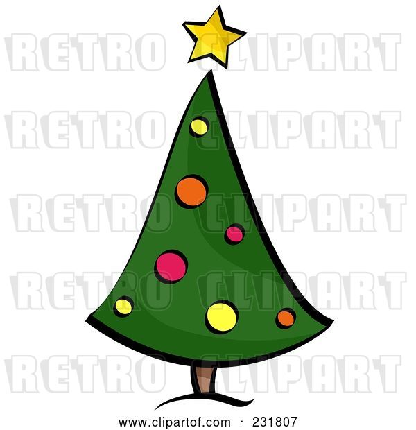 Vector Clip Art of Retro Curved Christmas Tree
