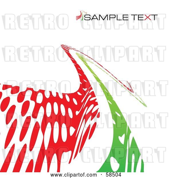Vector Clip Art of Retro Curvy Green and Red Line Background with Sample Text
