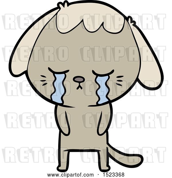 Vector Clip Art of Retro Cute Cartoon Puppy Crying Cartoon