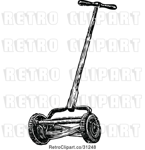 Vector Clip Art of Retro Cylinder Lawn Mower